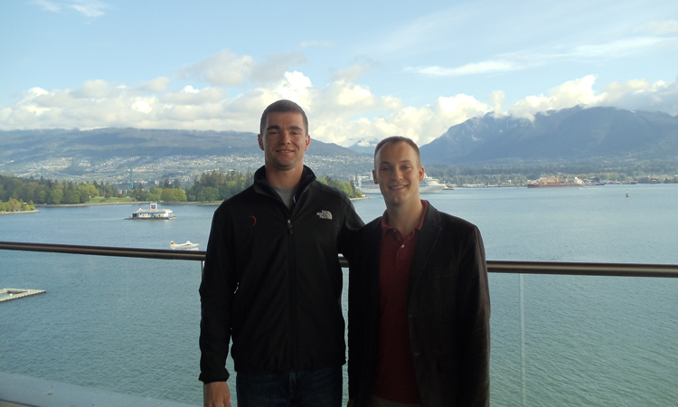 Matt Glover and Nick Pierson outside the conference in Vancouver. (Click for high resolution original) Matthew Glover and Nicholas A. Pierson outside the conference in Vancouver.